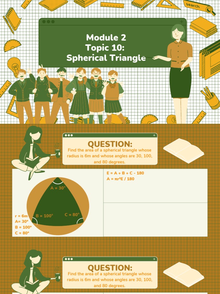 Area of a Spherical Triangle Calculation | PDF | Triangle | Area