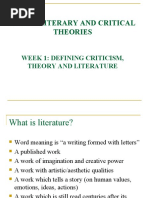 Defining Criticism, Theory and Literature