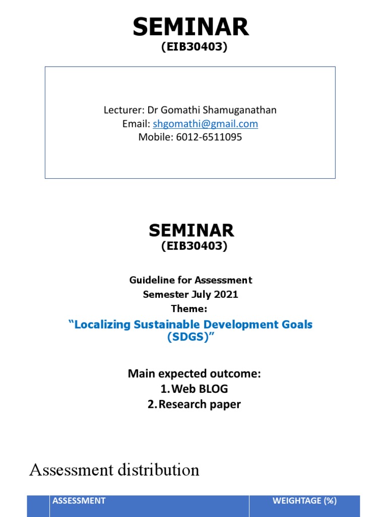 Wrigley Seminar on SDGs Assessment Guide | PDF | Blog | Cognition