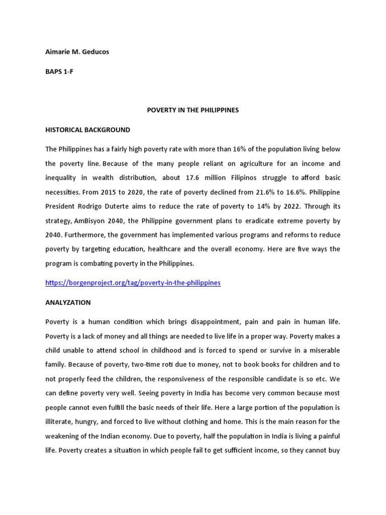 Poverty in The Philippines | PDF | Poverty | Poverty & Homelessness