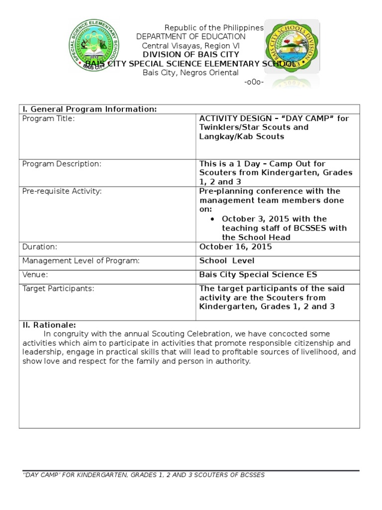 Day Camp for Kindergarten Scouts | PDF | Scouting | Youth Movements