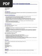 Cisco Voip Engineer Resume: Sample #1