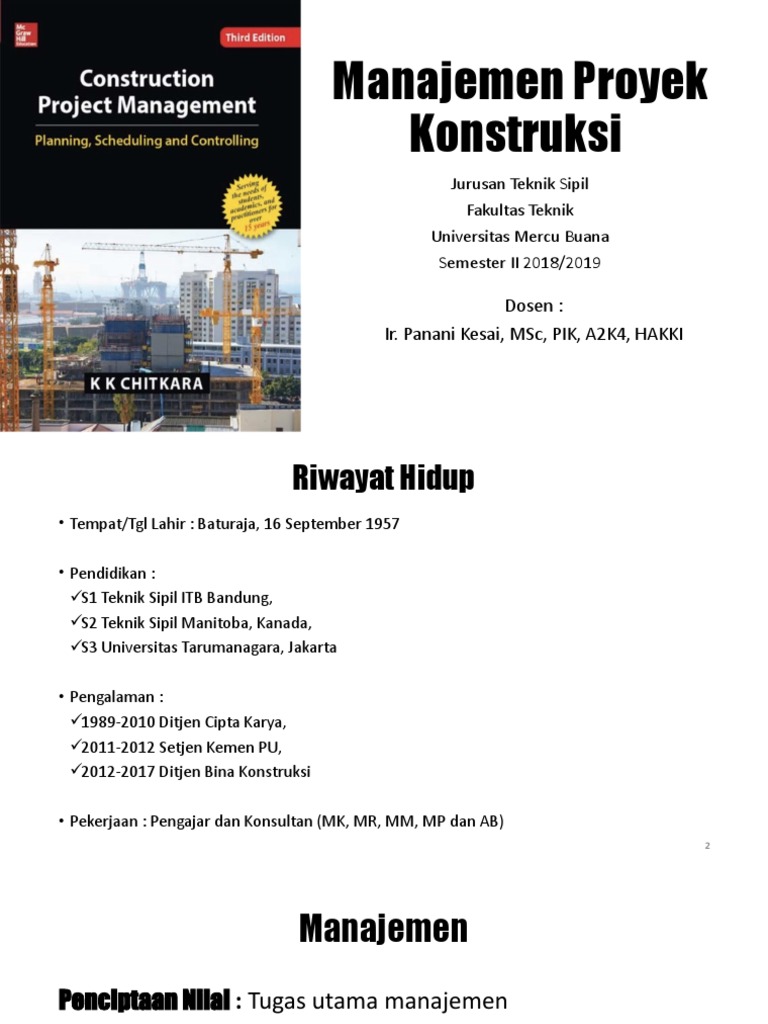 PPT - Manajemen Proyek Konstruksi | PDF