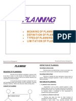 Planning: Meaning of Planning, Definition of Planning, Types of Planning Process, Limitation of Planning