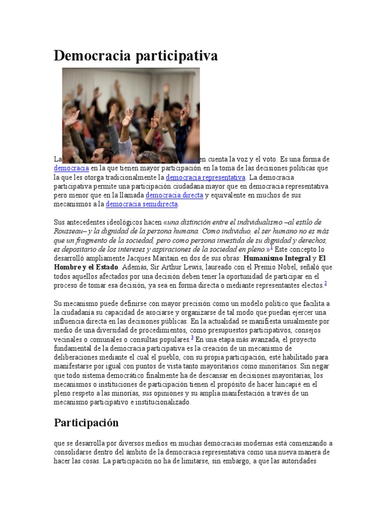 Importancia de la Democracia Participativa | PDF | Gobierno | Democracia