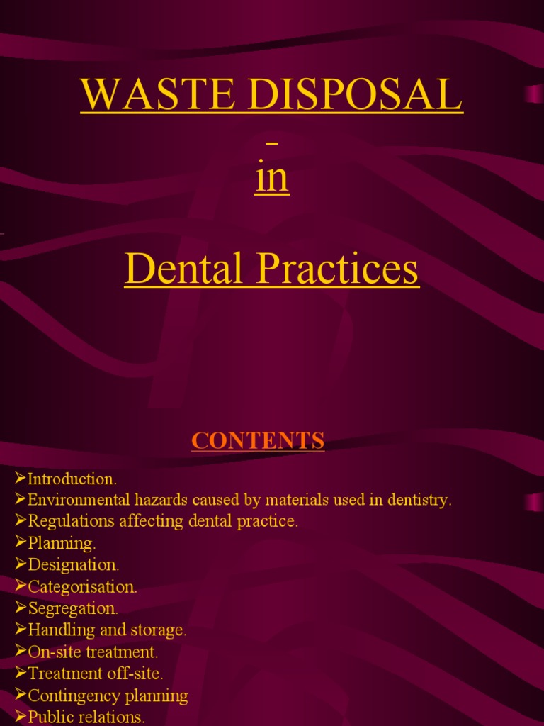 Waste Disposal in Dental Practices F1 PDF Infection Occupational