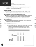 VALUATIONS - Responsibility Accounting and Transfer Pricing