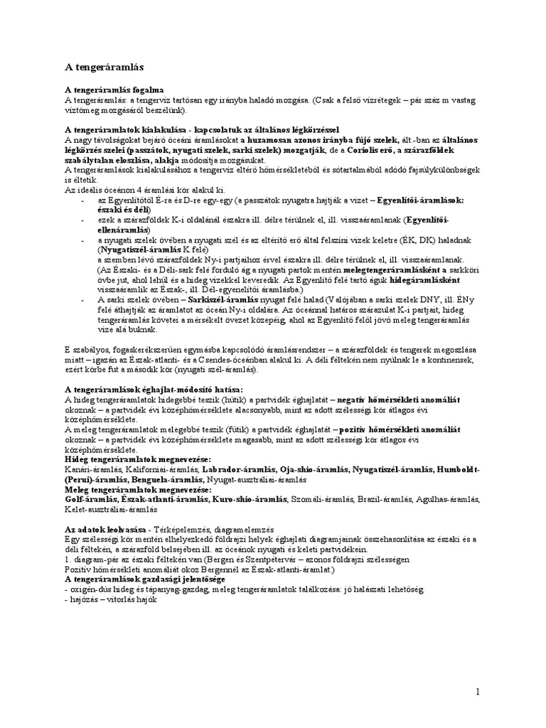 A Tengeráramlás Fogalma PDF