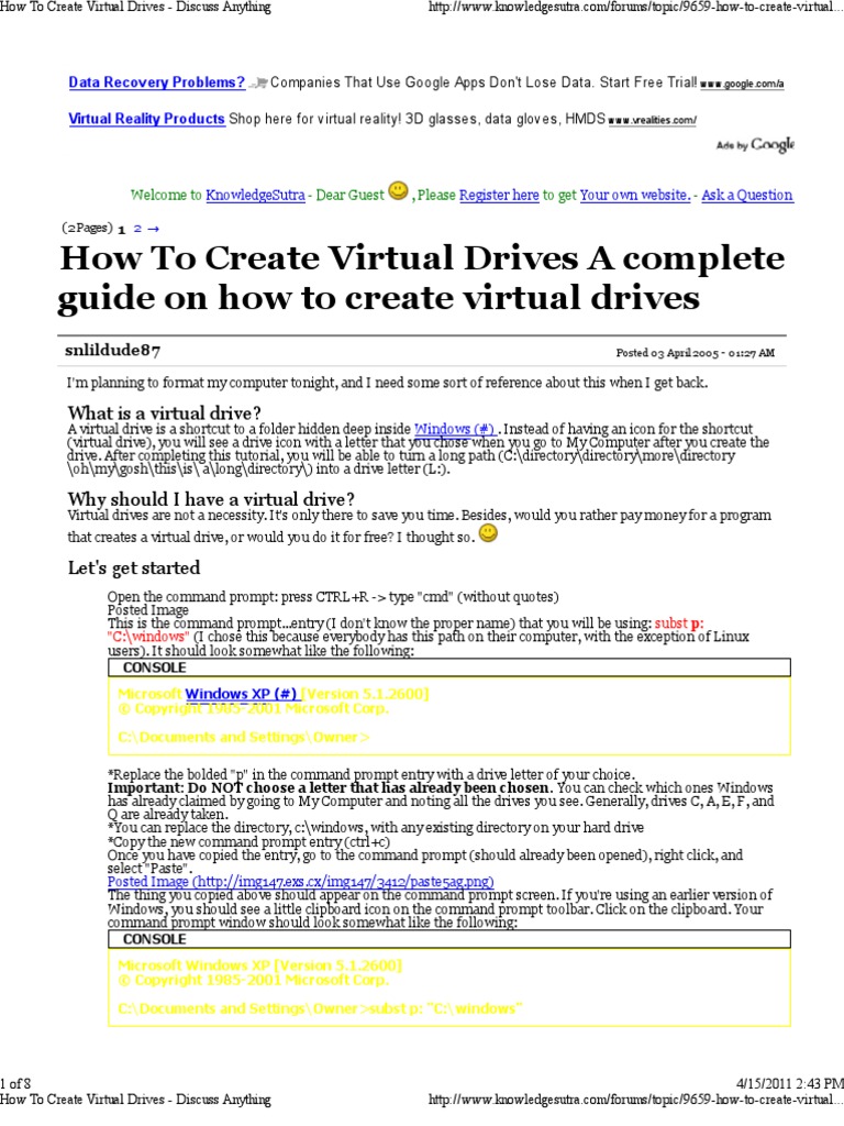 How To Create Virtual Drives - Discuss Anything | PDF | Computer File ...