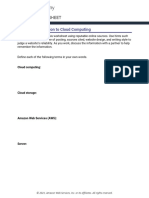 Activity: Introduction To Cloud Computing: Student Worksheet