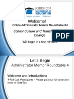 Welcome!: School Culture and Transformational Change
