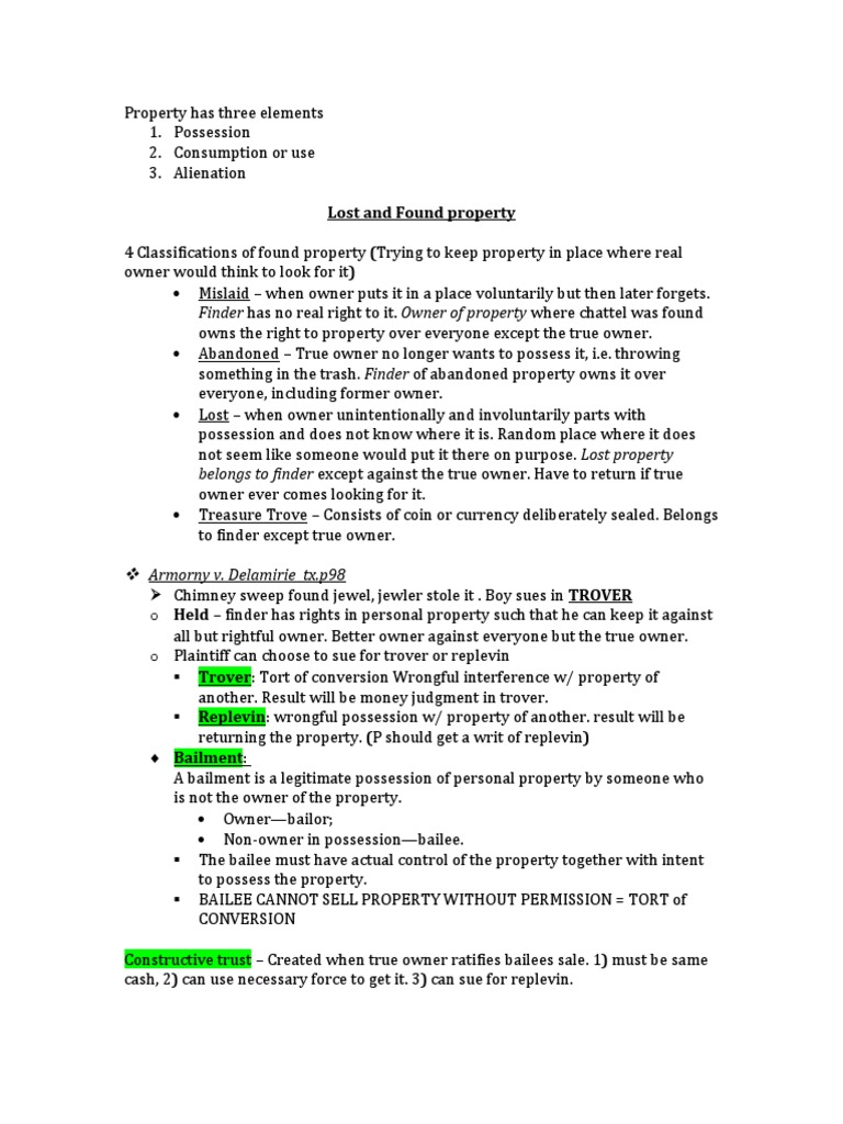 Understanding Property Rights and Possession | PDF | Concurrent Estate ...
