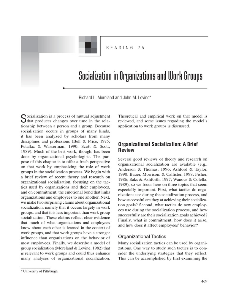 Levine Moreland Socialization in Organization and Small Group PDF