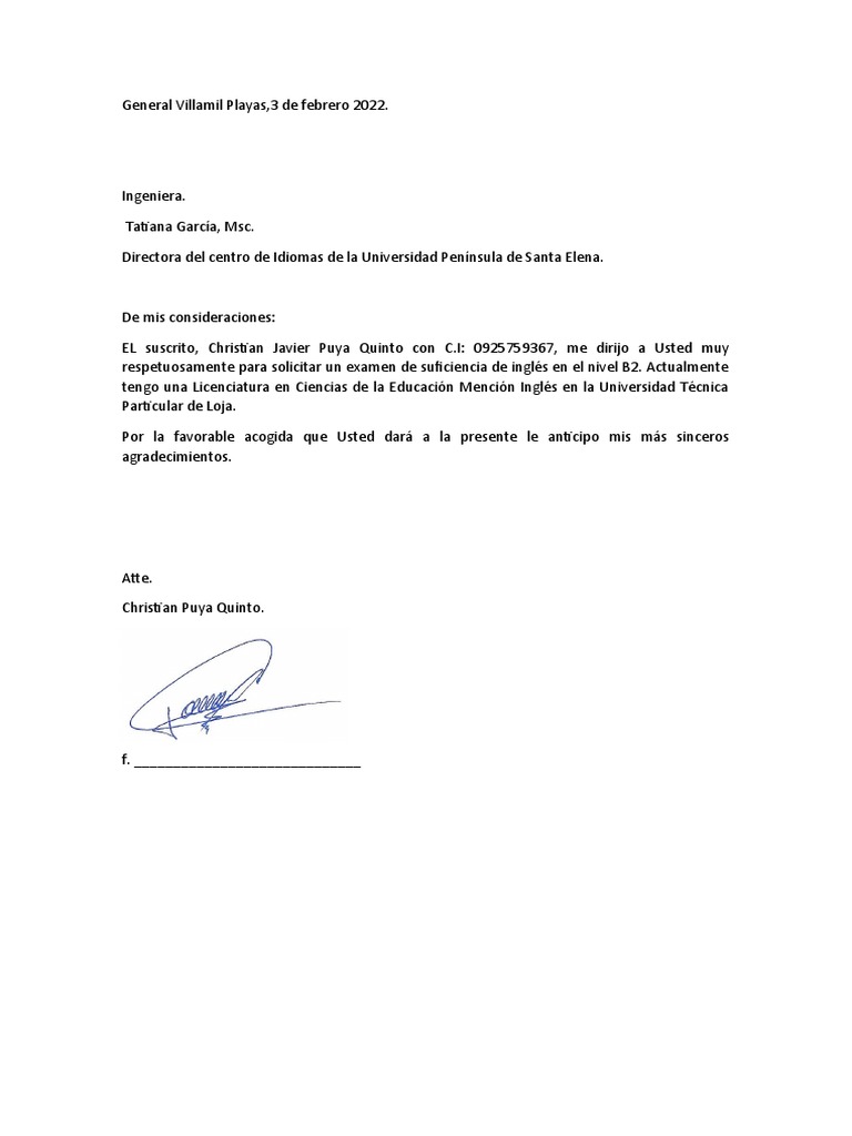 Oficio Christian Puya Quinto PDF