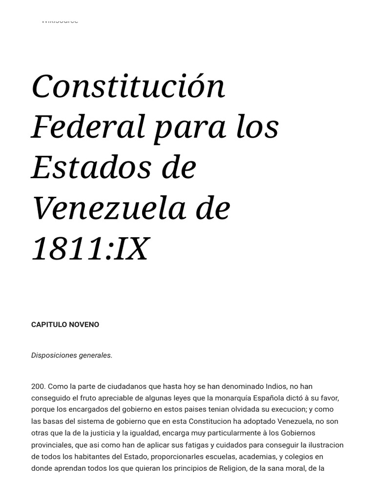 Constitución Federal para los Estados de Venezuela de 1811_IX