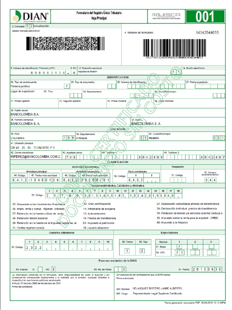 RUT Bancolombia | PDF