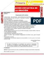 Clasificacion Sintactica de La Oracion para Cuarto de Primaria