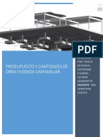 Cantidades de Obra y Presupuesto Vivienda Unifamiliar