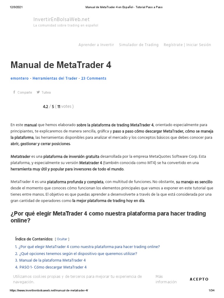 Manual de MetaTrader 4 en Español - Tutorial Paso A Paso | PDF ...