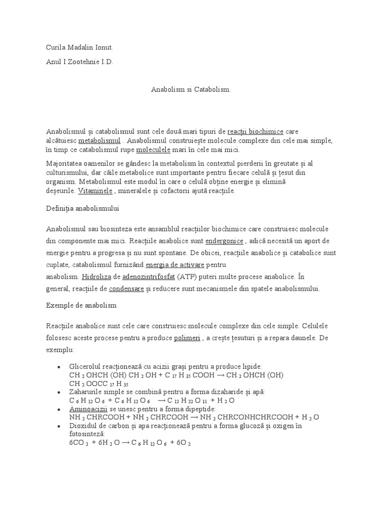 Anabolism, Catabolism | PDF