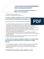 What Should Be The Process of Forming Qualitative Research Questions and Questionnaires
