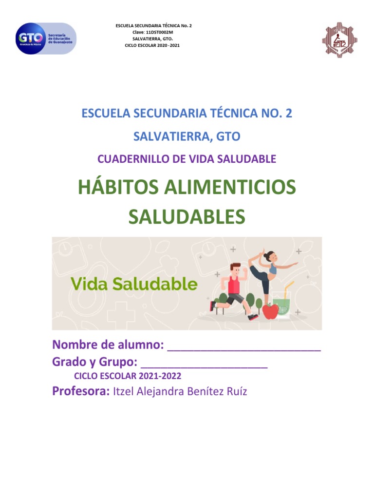 Cuadernillo de Trabajo Vida Saludable 2021-22 TEMA ALIMENTACION 2do ...