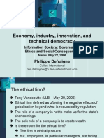 Economy, Industry, Innovation, and Technical Democracy: Philippe Defraigne