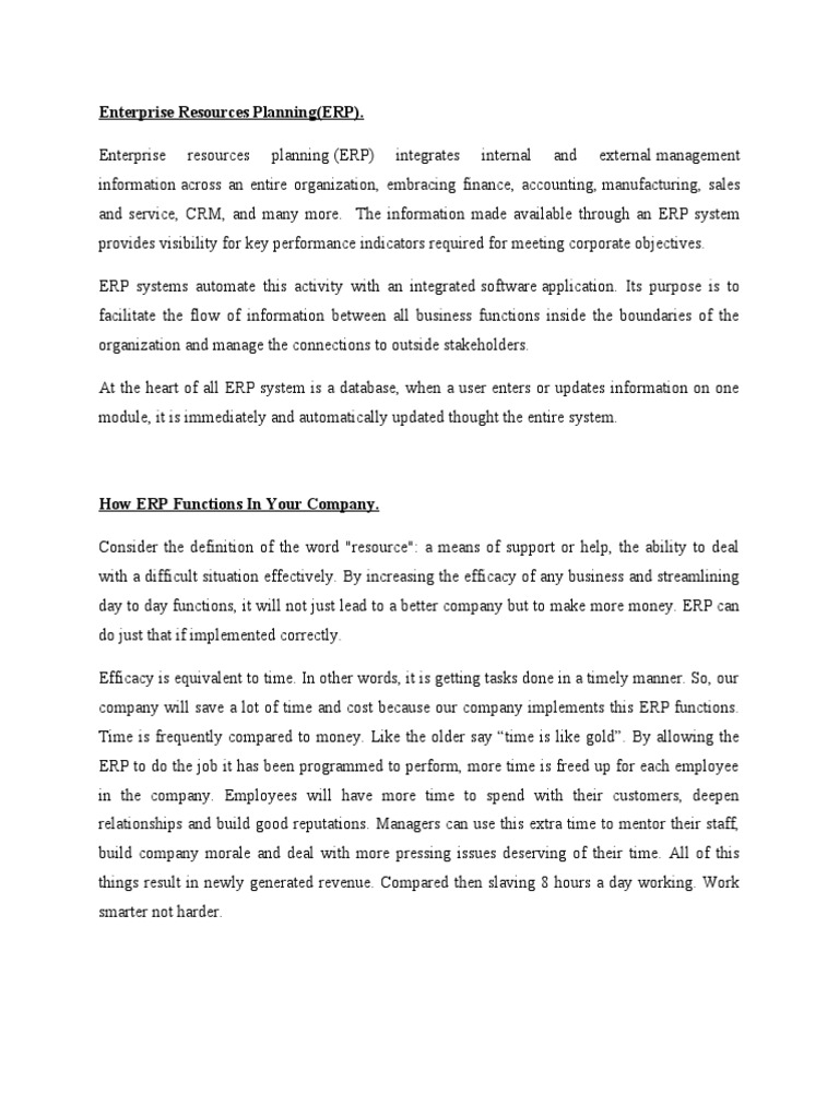 Understanding Enterprise Resource Planning | PDF | Enterprise Resource ...