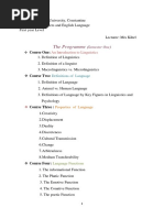 Courses of Linguistics, First Year