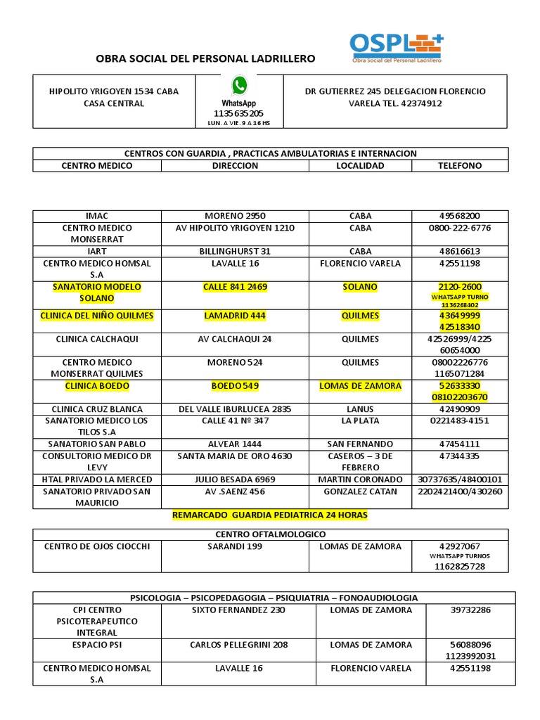 Obra Social Del Personal Ladrillero Planilla Nueva | PDF