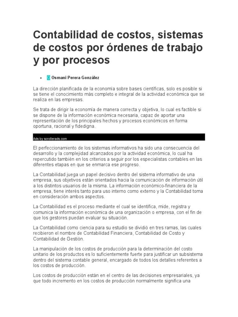 Contabilidad de Costos: Sistemas y Elementos | PDF | Contabilidad | Costo