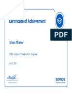 Sophos Firewall Cert of Achievement for Ishan Thakur