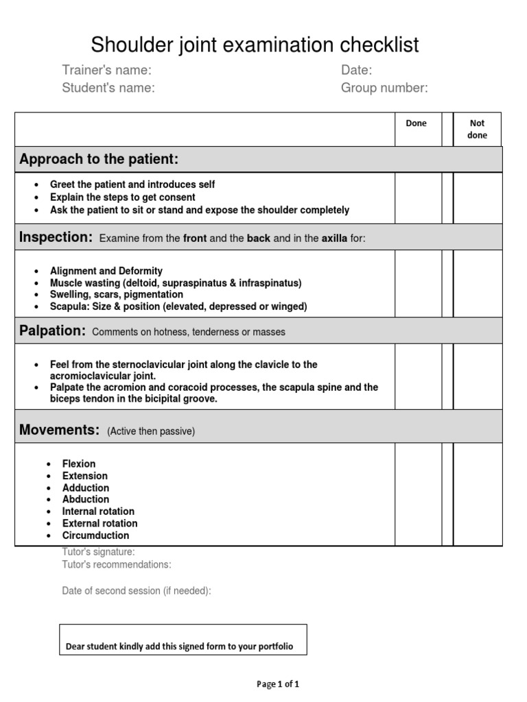 Shoulder Examination Checklist.. PDF