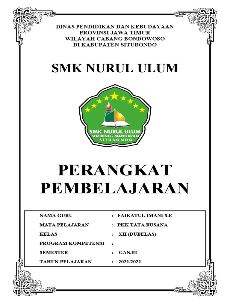 Sampul RPP Kurikulum Merdeka SMK | PDF | Seni | Sains & Matematika