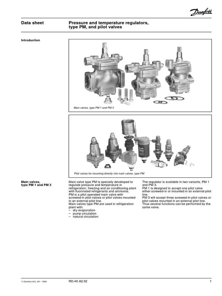 Data Sheet Pressure and Temperature Regulators, Type PM, and Pilot