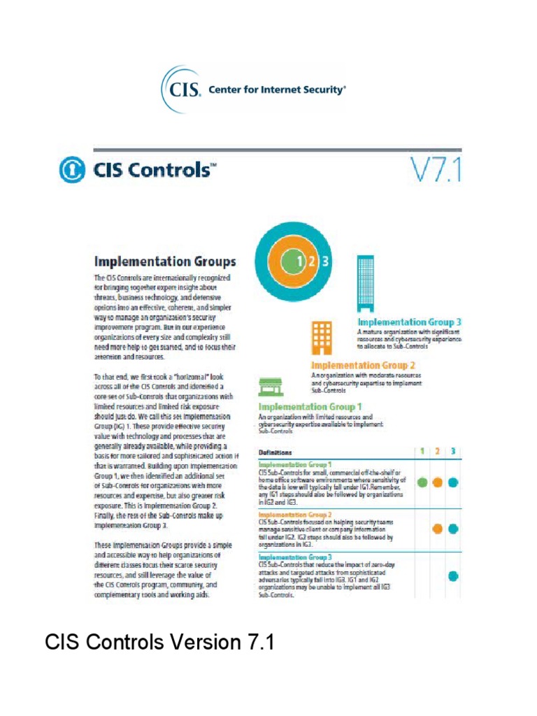 CIS Controls Version 7.1 Mapping To Implementation Groups | Download ...