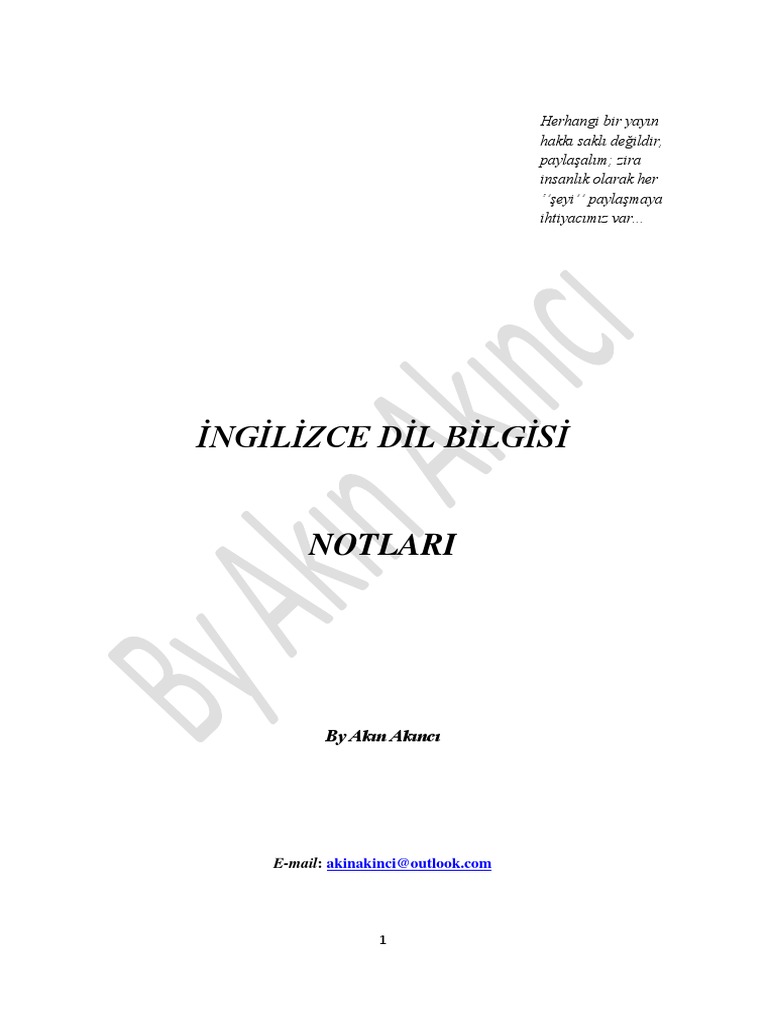 English Grammar Notes Ingilizce Dil Bilg | PDF