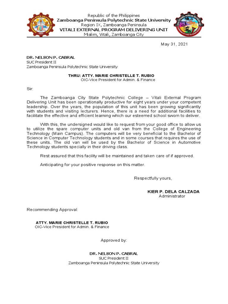 Letter To Request Computers PDF