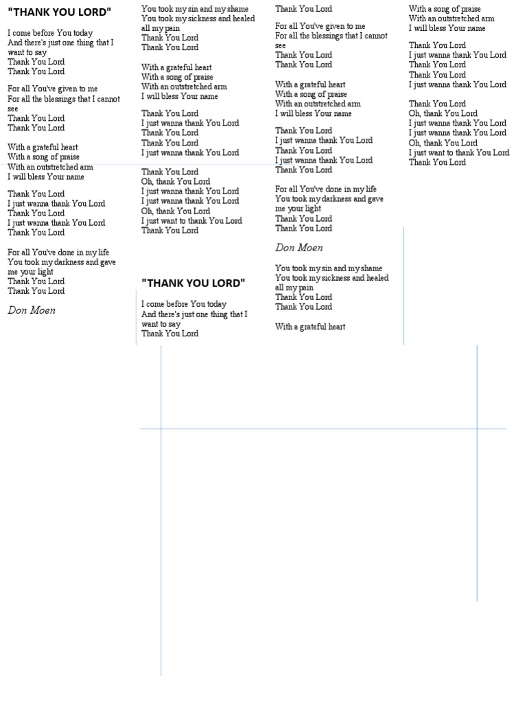 Thank You Lord Lyrics | PDF | Worship