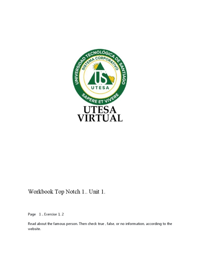 Workbook Top Notch 1 PDF Cognitive Science Linguistics