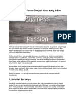 3 Tips Mengubah Passion Menjadi Bisnis Yang Sukses