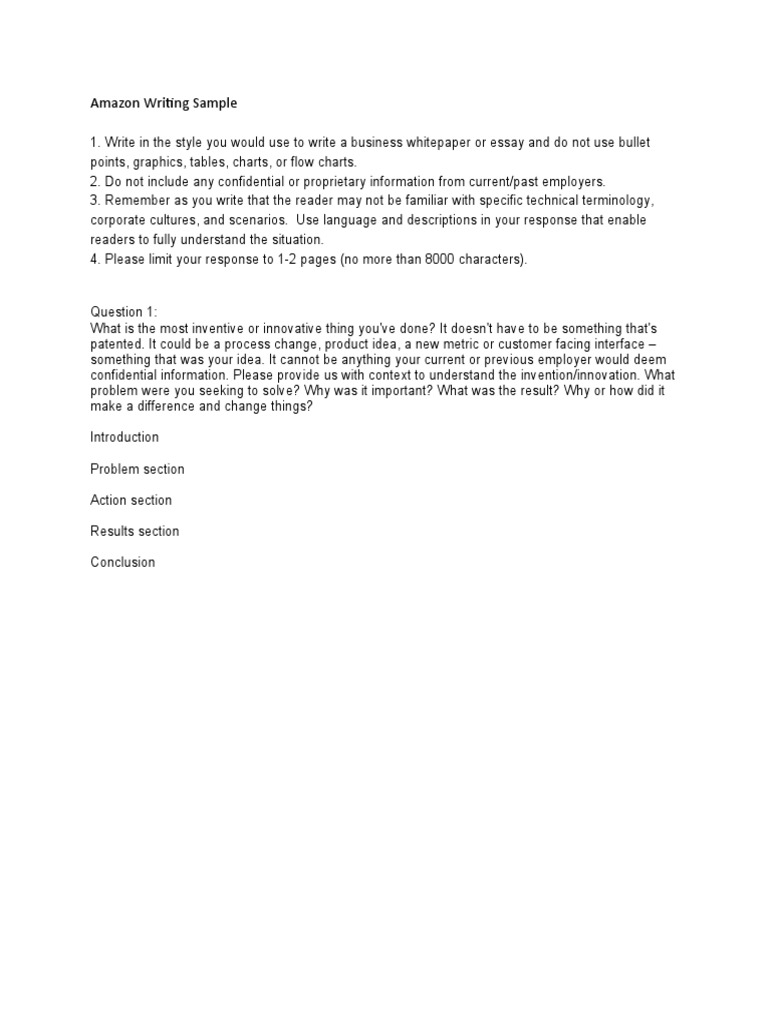 Amazon Writing Sample PDF