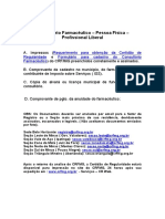 (094815) Relacao de Documentos para Consultorio Farmaceutico - Pessoa Fisica