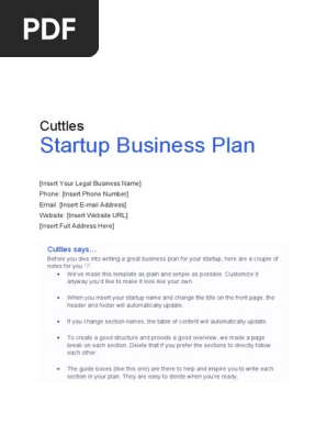 Cuttles Startup Business Plan Template - [2020]