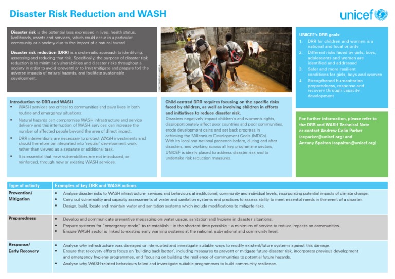 WASH N DRR Guidance Note | PDF | Disaster Risk Reduction | Wash