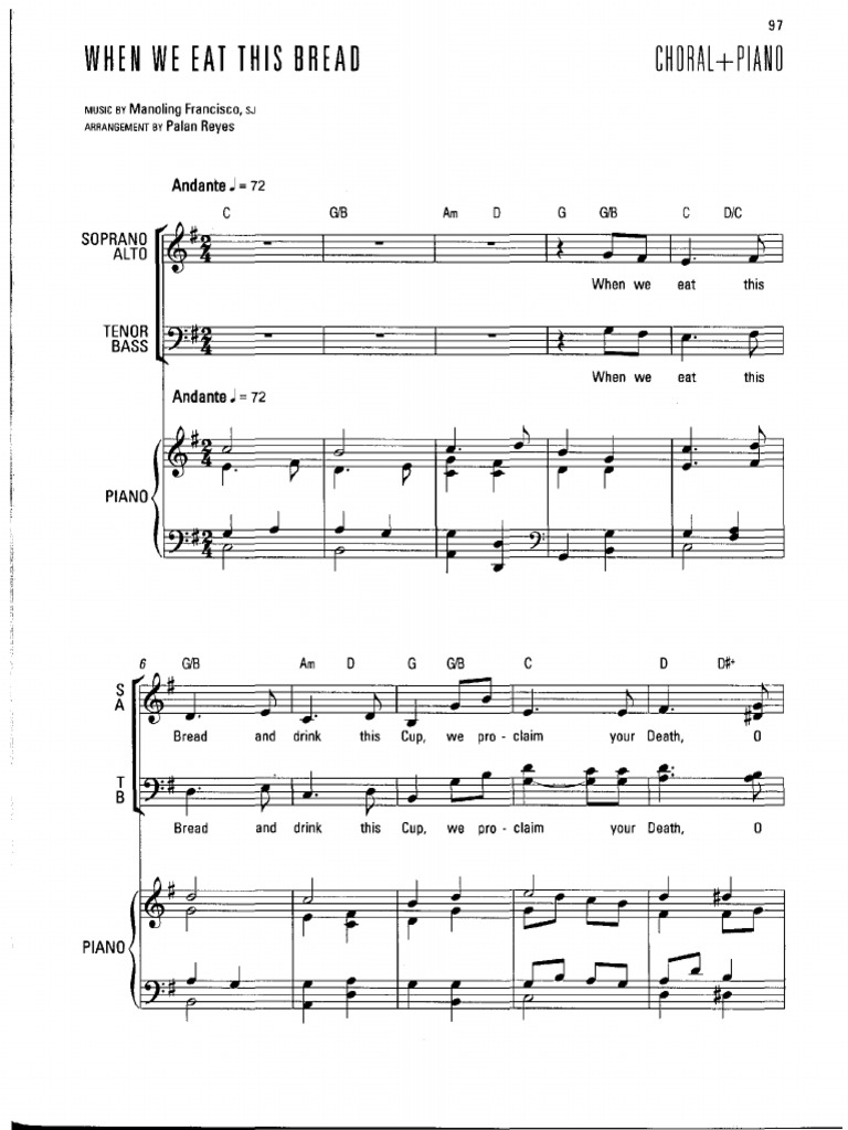When we eat this bread francisco pdf choral music