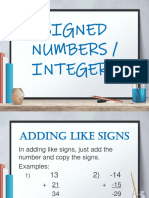 Signed Numbers / Integers