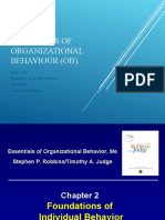 Essentials of Organizational Behaviour (Ob) .: Week 3 & 4 Department of CS-INU Peshawar. Prepared By: Arsalan Ahmed Khan