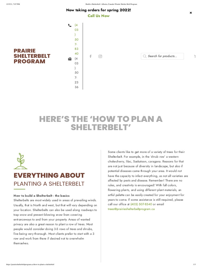 Build A Shelterbelt Alberta, Canada Prairie Shelter Belt Program