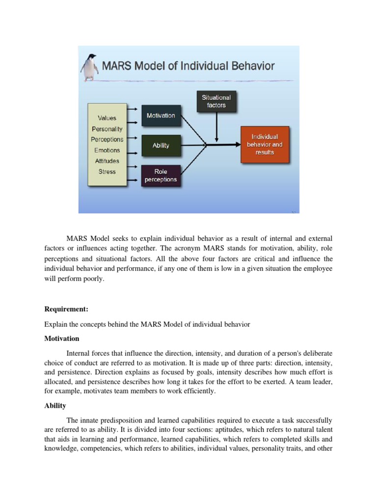 MARS Model of Individual Behavior PDF Motivational Motivation